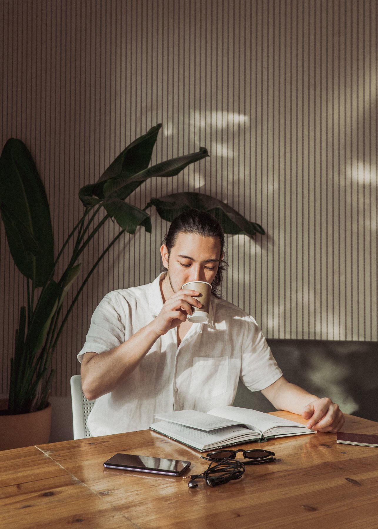 Man Working in a Cafe